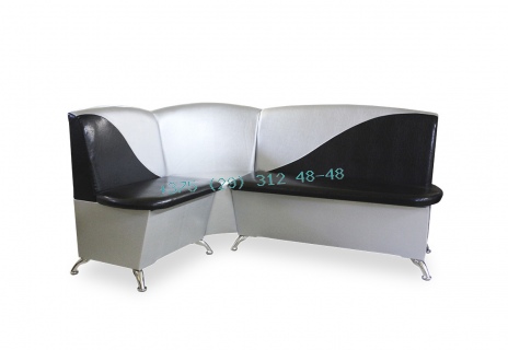Кухонный диван угловой Оскар-3 (бело-черный)